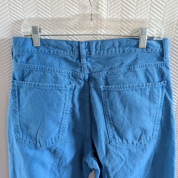 Mango Nora Button Fly Wide Leg High Rise Jeans Vibrant Blue Size 10 Denim - Picture 7 of 10